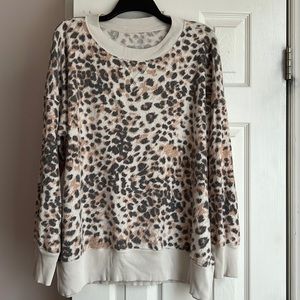 Aerie Medium Oversized Leopard Print Sweatshirt